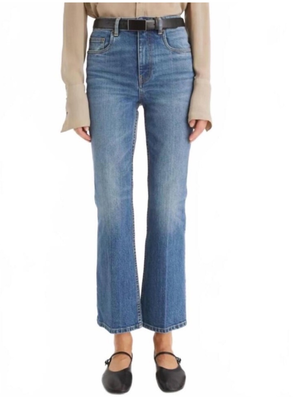 Tory Burch Medium Blue High-Rise Flare Jeans